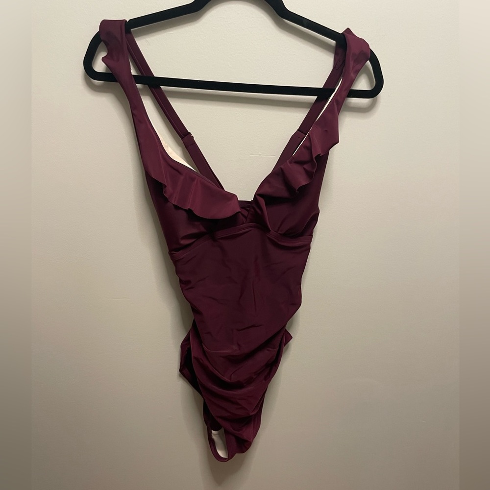 Kona Sol Swim Ruffle trim one-piece